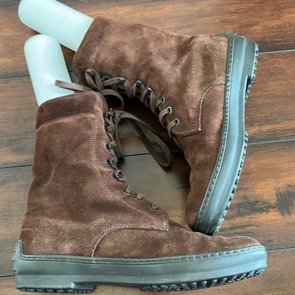 Tod's Dark Brown Suede Lace-Up Ankle Boots - Picture 7 of 13